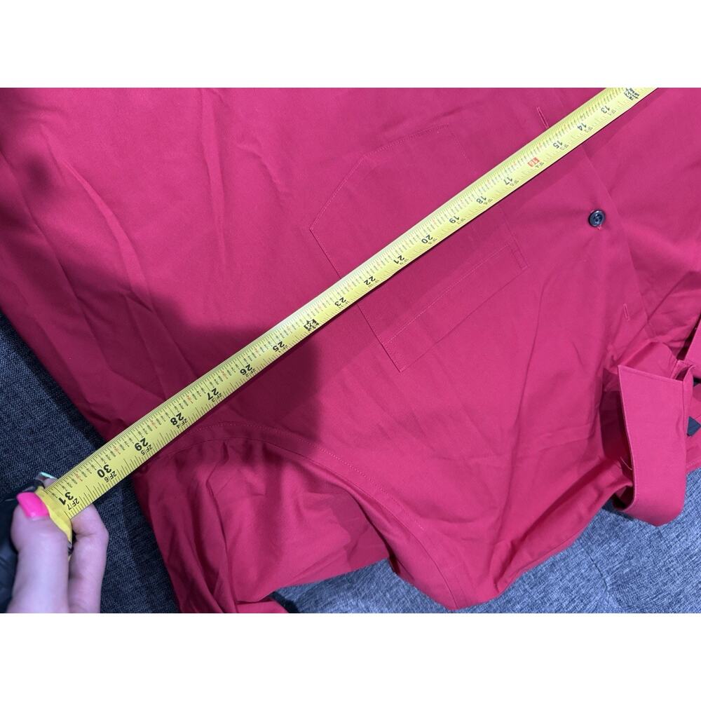 Synrgy Performance Stretch Deep Red Button Up Dress Shirt Size 19 35/36 Holidays - Picture 5 of 8